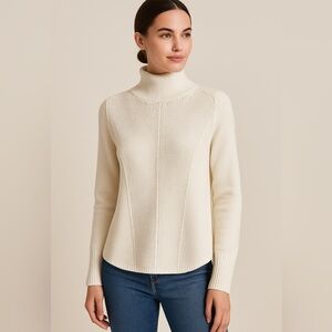 White House Black Market Ivory Textured Mock Neck Sweater Women’s Small